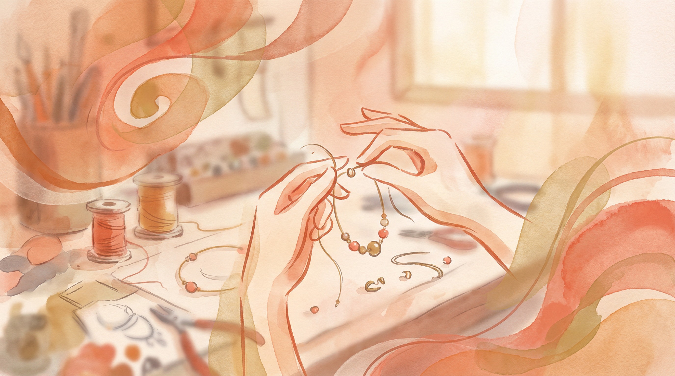 A型事業所のイメージ - アクセサリー制作の様子